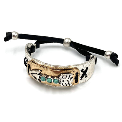 Turquoise Stone Native Arrow Rope Western Bracelet Cuff