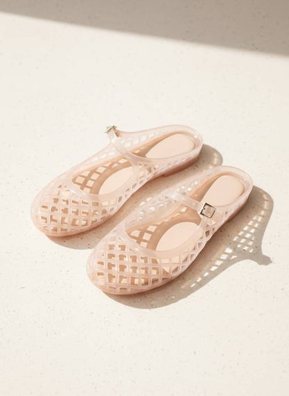 NEMO Jelly Mary Jane Flats Woven Lattice Mesh Shoes