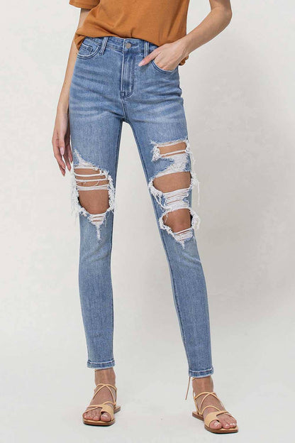 HIGH RISE ANKLE SKINNY JEANS V2784