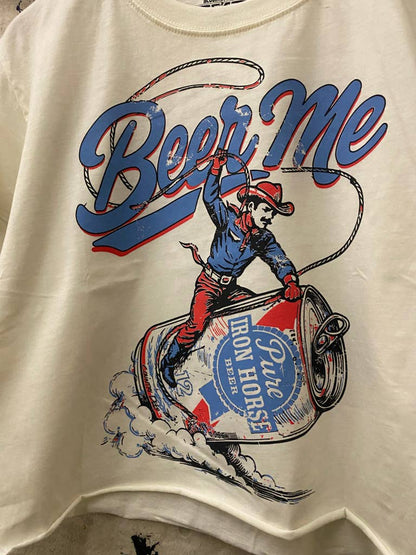 Beer Me Rodeo  relaxed Crop T-shirt