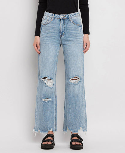 90'S VINTAGE SUPER HIGH RISE FLARE JEANS V3399