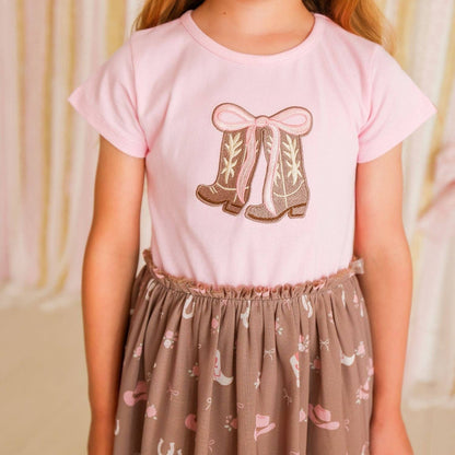 Howdy Darling Western Short Sleeve Tutu Dress -Kids Clothing