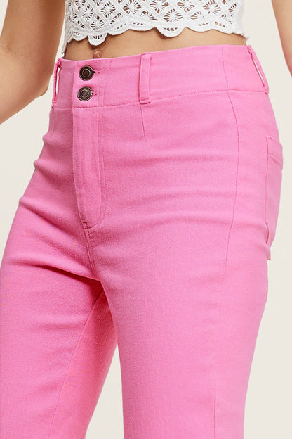 MCP3117-Soft Washed Stretchy High Waisted Wide Flare Pants