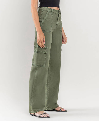 HIGH RISE UTILITY CARGO WIDE JEANS T5823TY