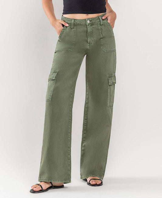 HIGH RISE UTILITY CARGO WIDE JEANS T5823TY