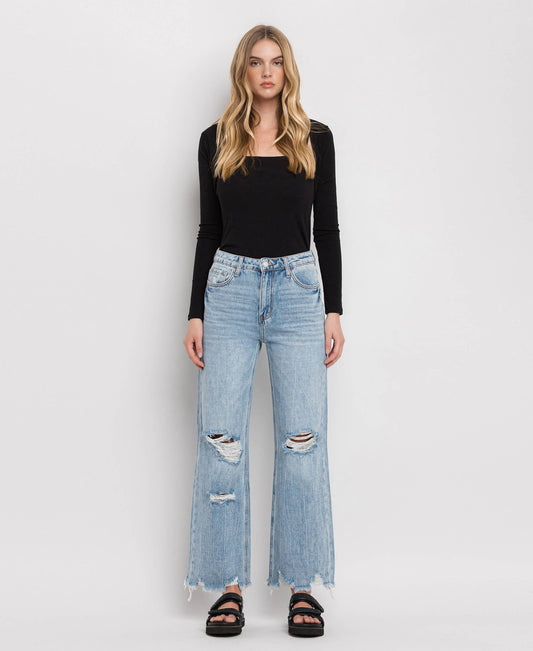 90'S VINTAGE SUPER HIGH RISE FLARE JEANS V3399
