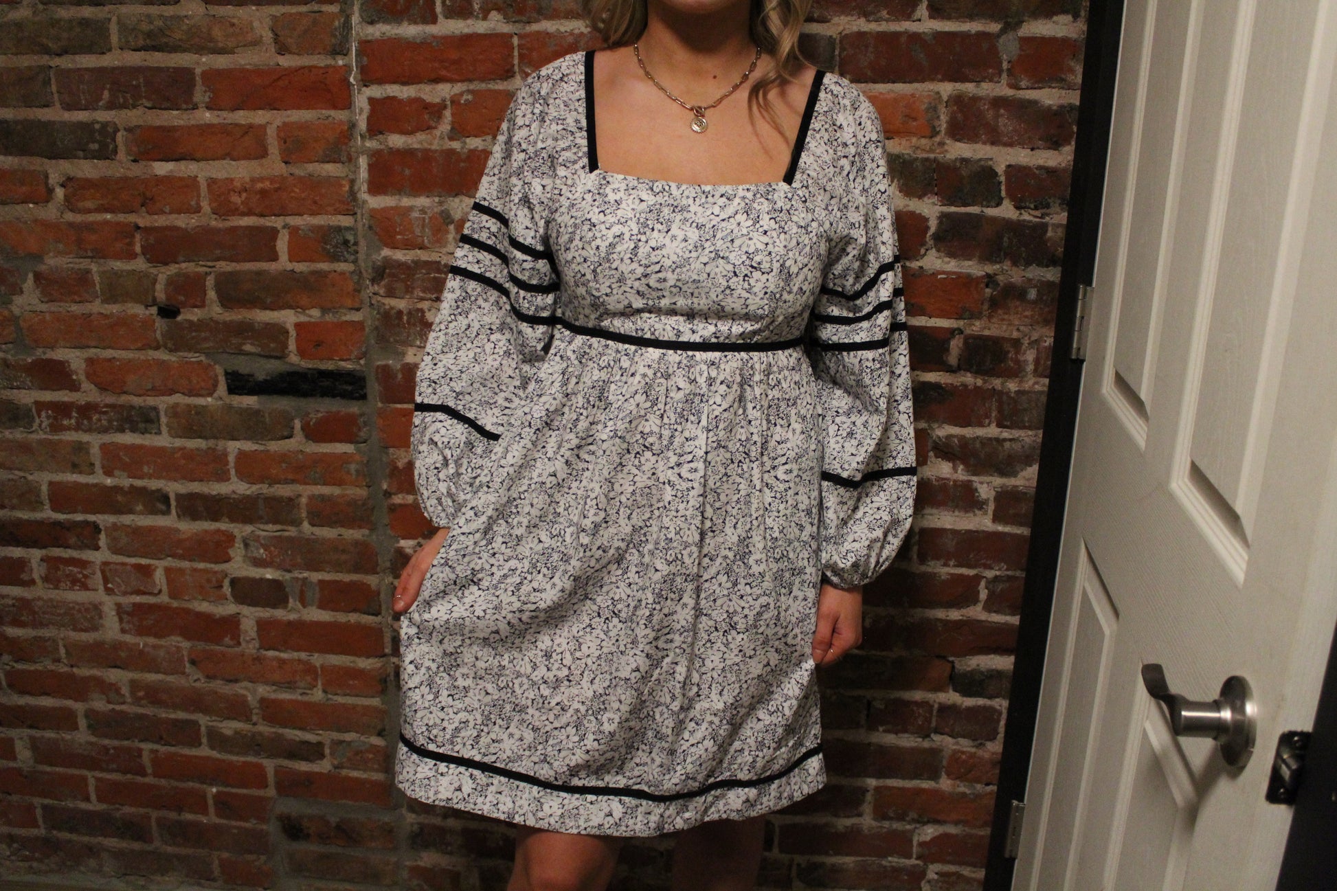 Grey Floral Mini Dress image 0
