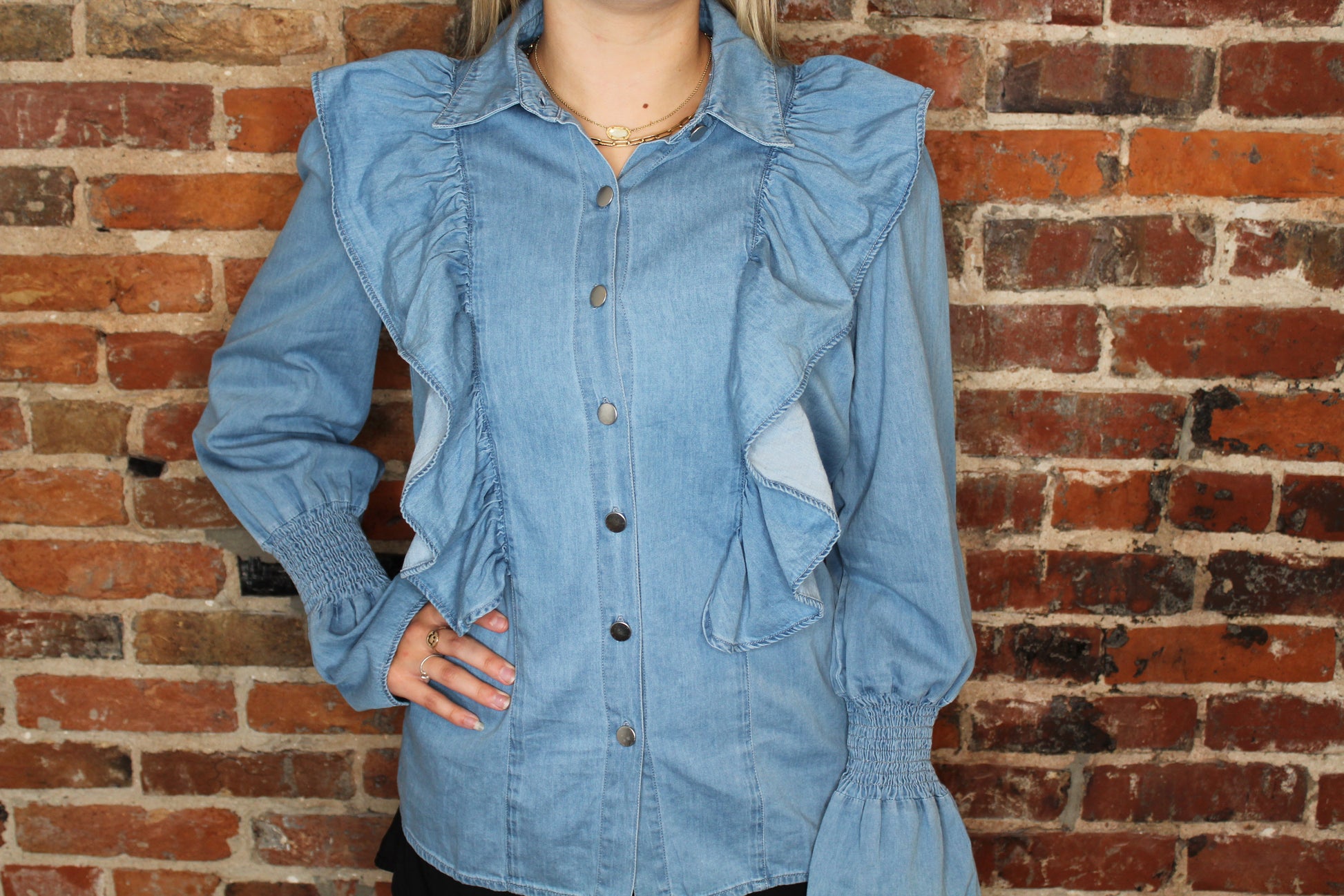 Ruffle Denim Top image 0