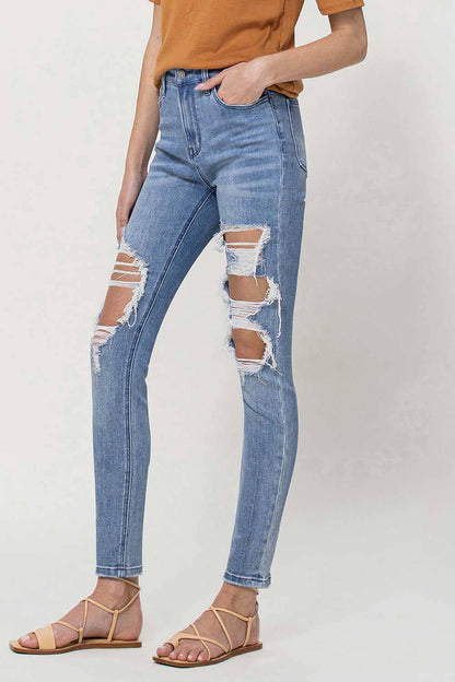 HIGH RISE ANKLE SKINNY JEANS V2784