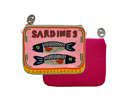 Sardines Mini Clutch Crossbody Beaded Bag Lily Posh 