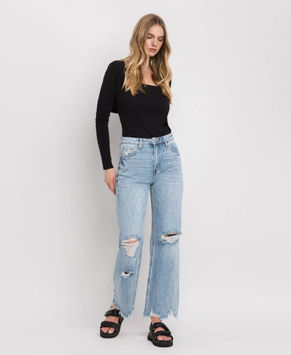 90'S VINTAGE SUPER HIGH RISE FLARE JEANS V3399