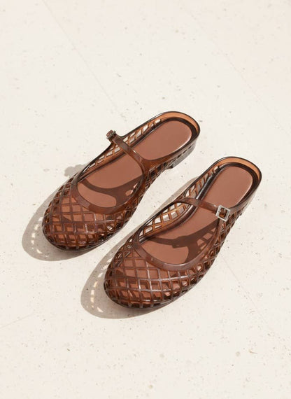 NEMO Jelly Mary Jane Flats Woven Lattice Mesh Shoes