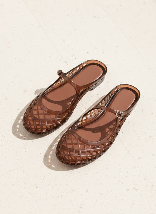 NEMO Jelly Mary Jane Flats Woven Lattice Mesh Shoes