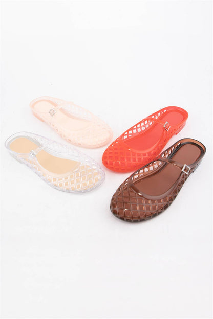 NEMO Jelly Mary Jane Flats Woven Lattice Mesh Shoes