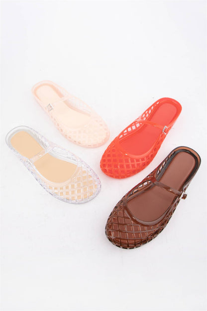 NEMO Jelly Mary Jane Flats Woven Lattice Mesh Shoes