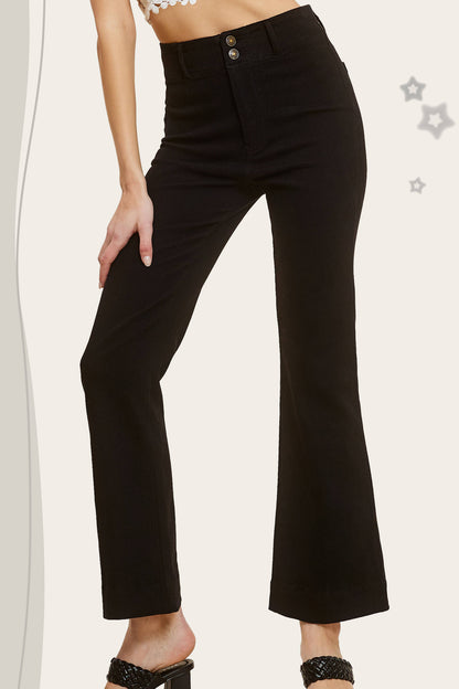 MCP3117-Soft Washed Stretchy High Waisted Wide Flare Pants