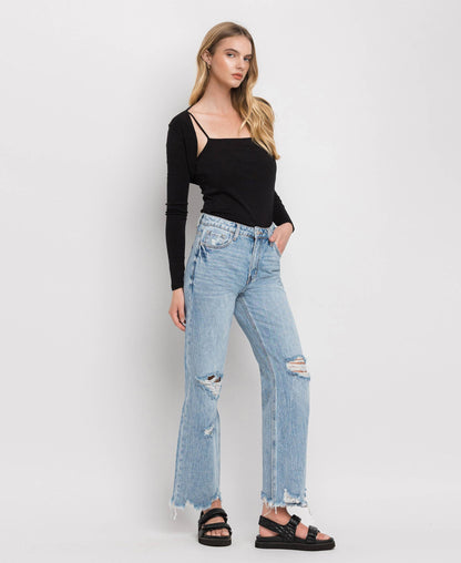 90'S VINTAGE SUPER HIGH RISE FLARE JEANS V3399