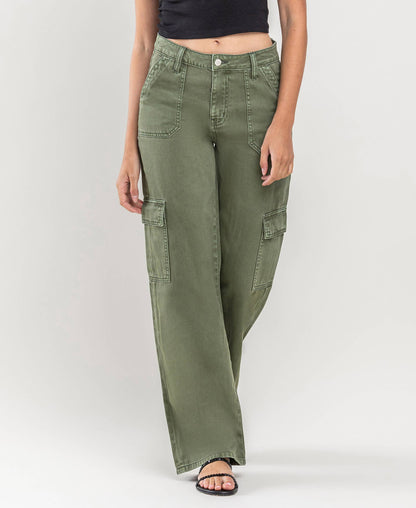 HIGH RISE UTILITY CARGO WIDE JEANS T5823TY