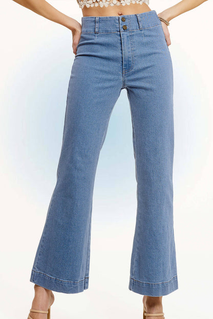 MCP3117-Soft Washed Stretchy High Waisted Wide Flare Pants