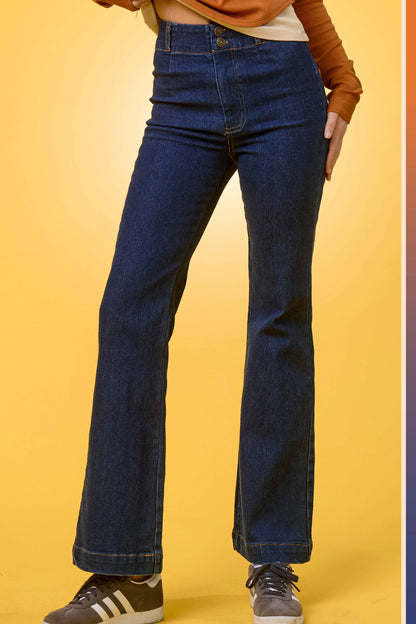 MCP3117-Soft Washed Stretchy High Waisted Wide Flare Pants