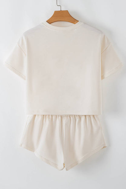 Cropped Tee and Ruffle High Waist Skort 2pcs Set (S-XL)