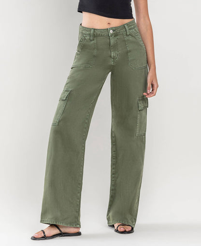 HIGH RISE UTILITY CARGO WIDE JEANS T5823TY