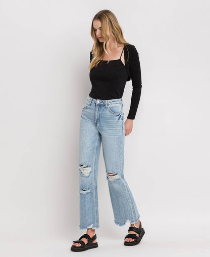 90'S VINTAGE SUPER HIGH RISE FLARE JEANS V3399