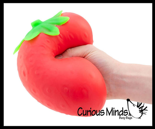 1 Jumbo Doh Filled Strawberry - Soft Stress Squishy Ball