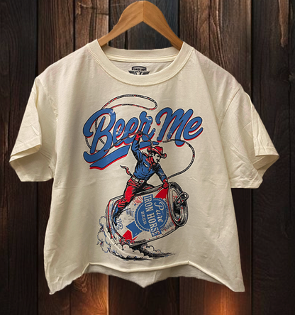 Beer Me Rodeo  relaxed Crop T-shirt
