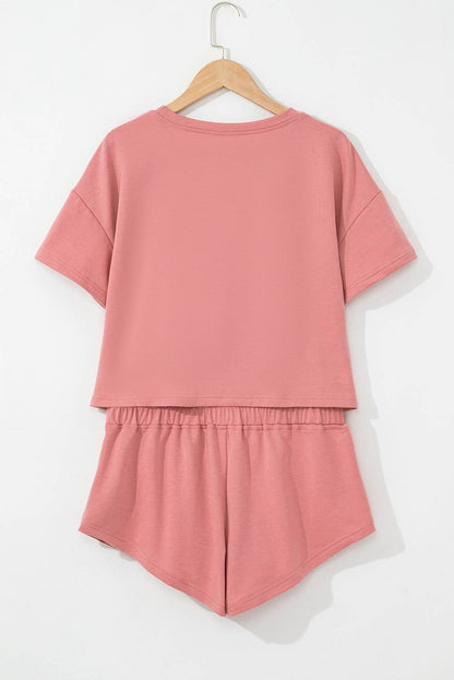 Cropped Tee and Ruffle High Waist Skort 2pcs Set (S-XL)