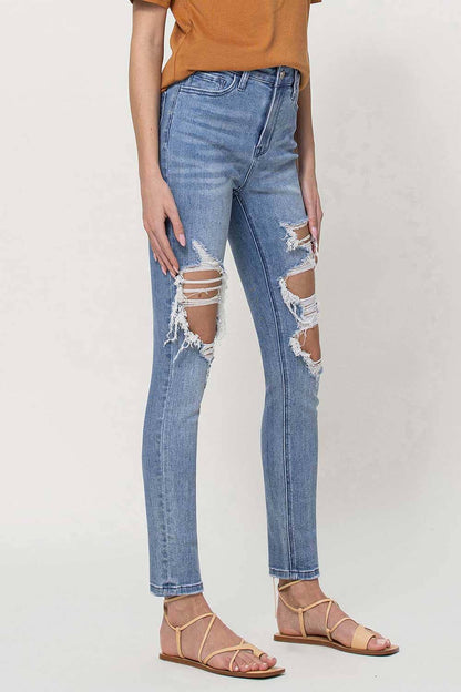 HIGH RISE ANKLE SKINNY JEANS V2784