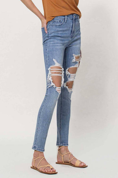 HIGH RISE ANKLE SKINNY JEANS V2784