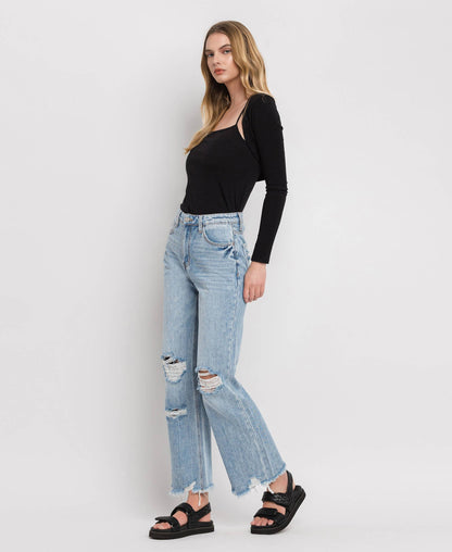 90'S VINTAGE SUPER HIGH RISE FLARE JEANS V3399