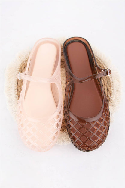 NEMO Jelly Mary Jane Flats Woven Lattice Mesh Shoes