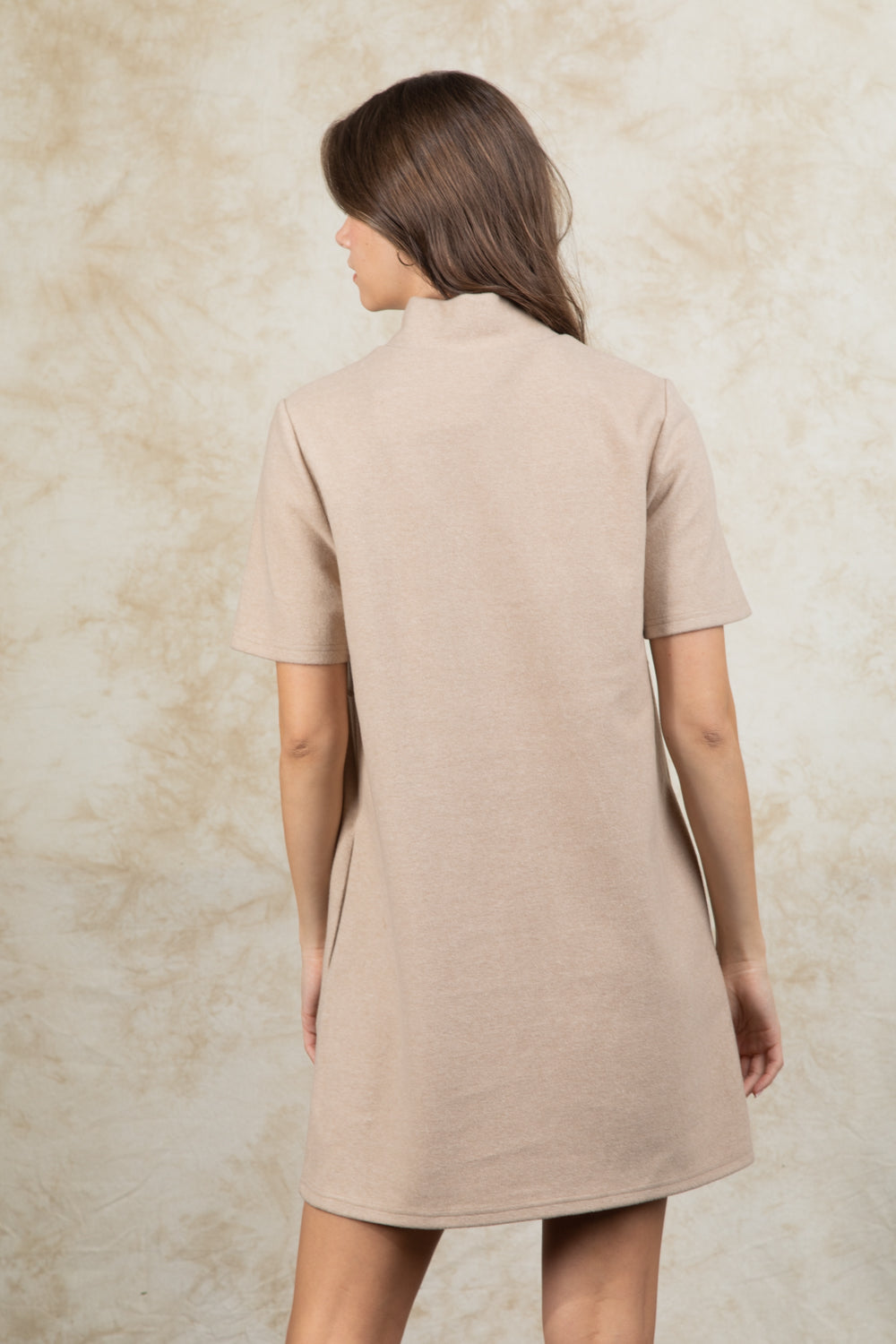 Mock Neck Front Seam Detail Mini Dress image 1