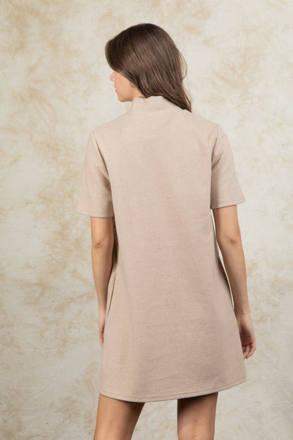 Mock Neck Front Seam Detail Mini Dress image 1
