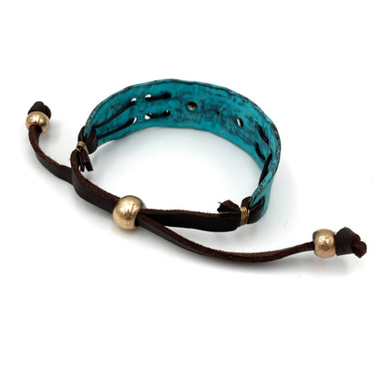 Turquoise Stone Native Arrow Rope Western Bracelet Cuff