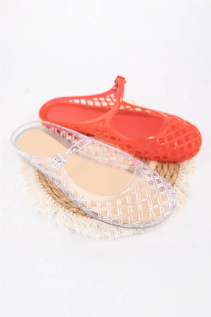 NEMO Jelly Mary Jane Flats Woven Lattice Mesh Shoes