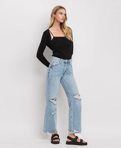 90'S VINTAGE SUPER HIGH RISE FLARE JEANS V3399