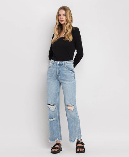 90'S VINTAGE SUPER HIGH RISE FLARE JEANS V3399