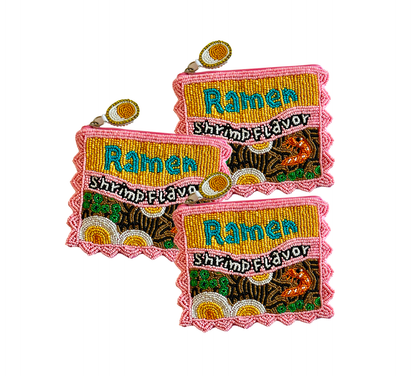Ramen Coin Purse, Shrimp Ramen Beaded Bag Lily Posh
