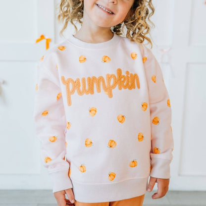Pumpkin Stitch Patch Sweatshirt - Kids Clothing - Fall