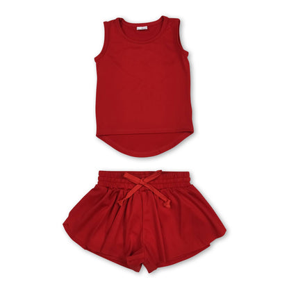 Teal sleeveless top shorts kids girls activewear set
