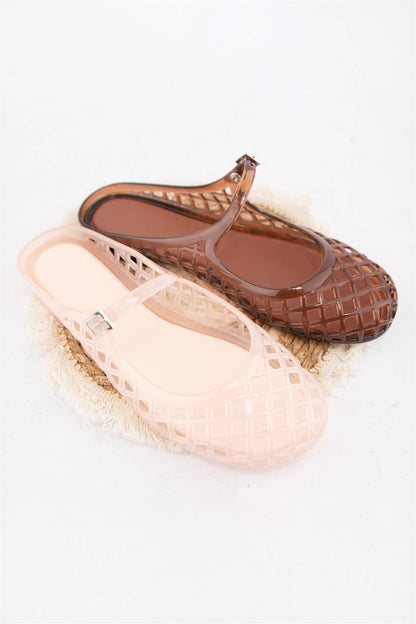 NEMO Jelly Mary Jane Flats Woven Lattice Mesh Shoes