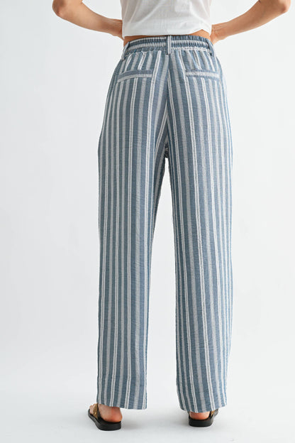 CP10000E Striped Wide Leg Drawstring Pants