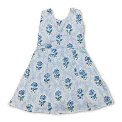 Light blue bow floral top shorts kids girls clothes