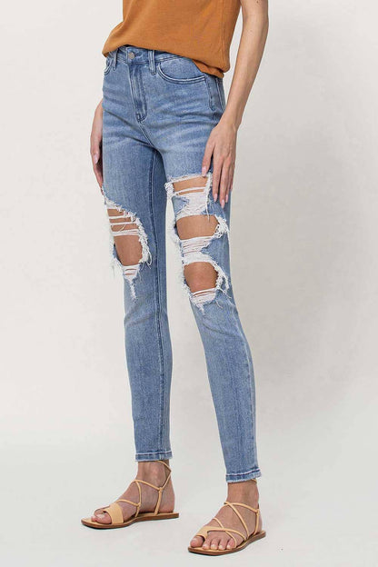 HIGH RISE ANKLE SKINNY JEANS V2784