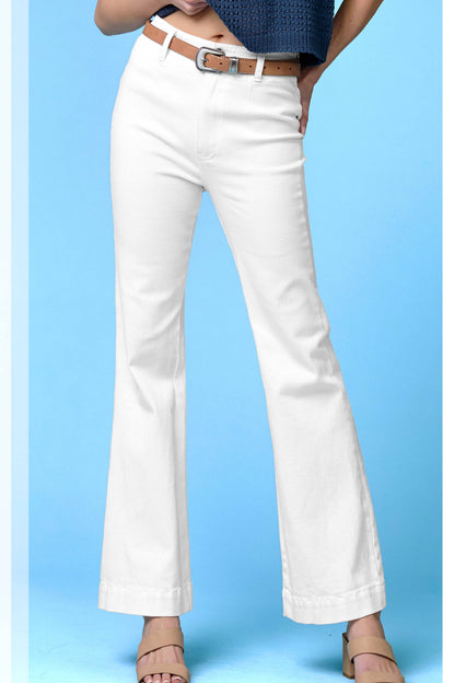 MCP3117-Soft Washed Stretchy High Waisted Wide Flare Pants