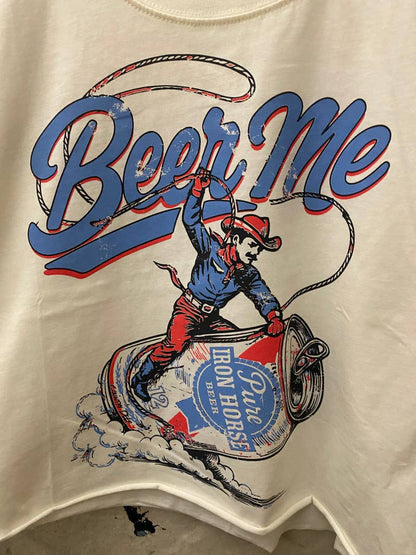 Beer Me Rodeo  relaxed Crop T-shirt