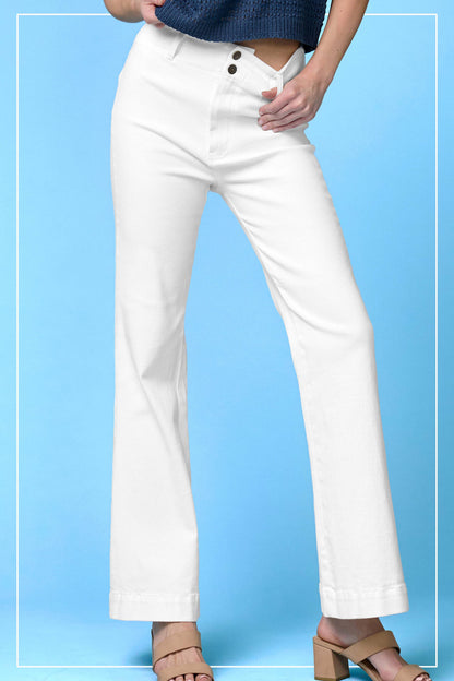 MCP3117-Soft Washed Stretchy High Waisted Wide Flare Pants